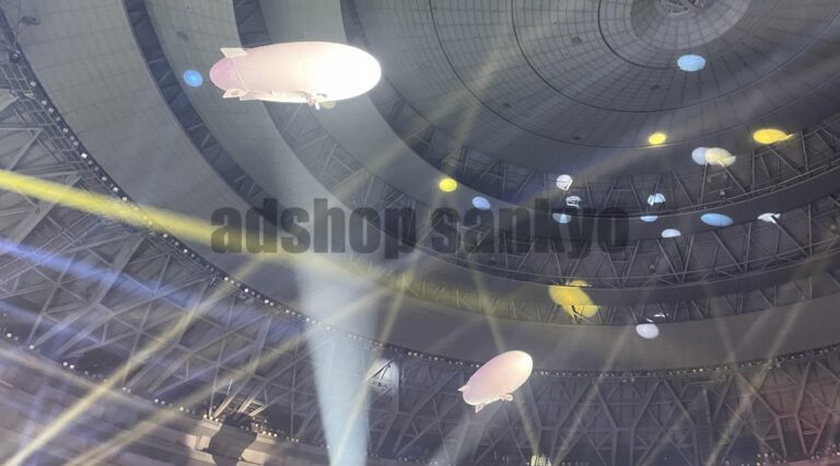 京セラドーム大阪での6.5mラジコン飛行船による屋内空撮とイベント演出